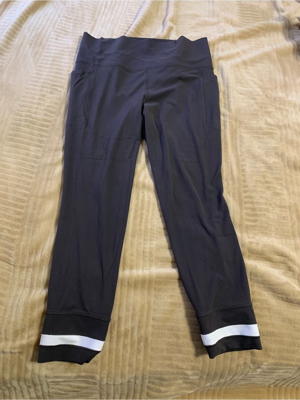 Black Active Leggings with White Accent